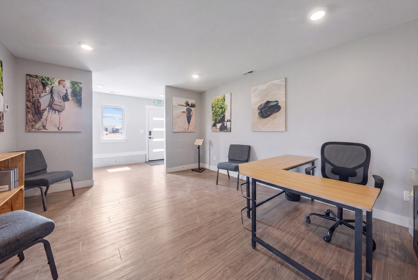 Front office and showroom with desk and seating