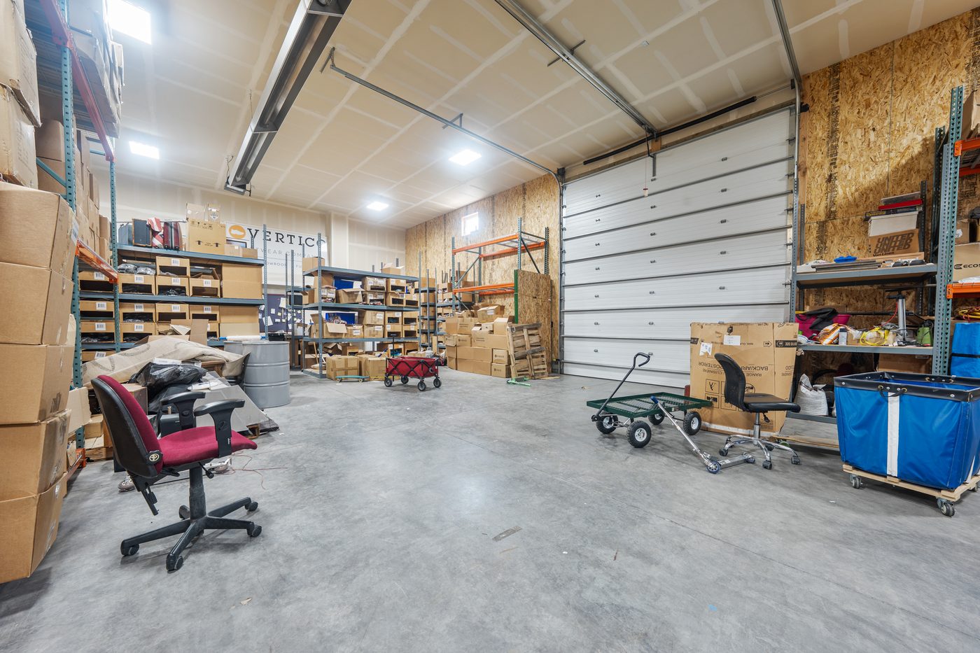 Warehouse overhead door and staging area