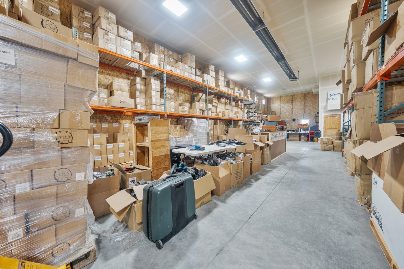 Warehouse aisle between racking rows