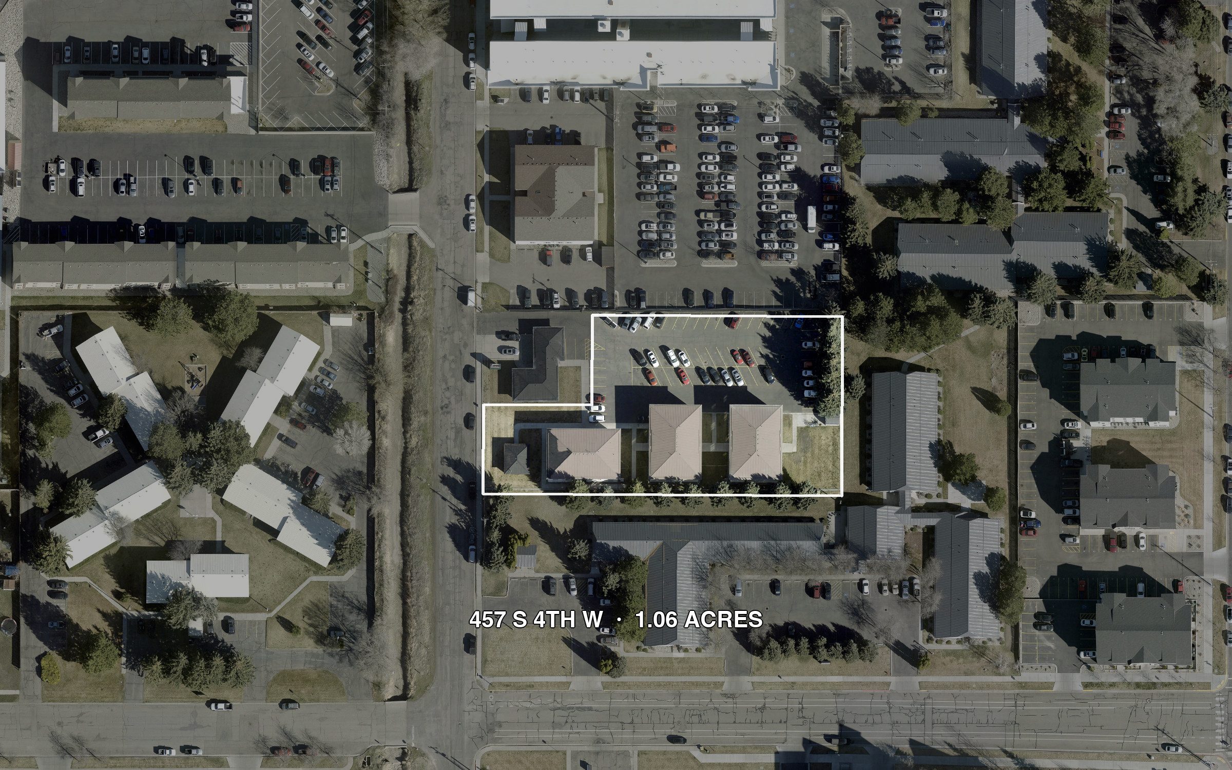 Aerial view of the 1.06 acre site